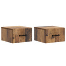 vidaXL Fali éjjeli szekrény fiókkal 2 pcs Antik Fa 34,5 x 33 x 20 cm