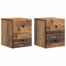 vidaXL Fali éjjeli szekrény fiókkal 2 pcs Antik Fa 34,5 x 33 x 40 cm