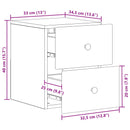 vidaXL Fali éjjeli szekrény 2 pcs Kézműves Tölgy 34,5 x 33 x 40 cm