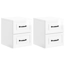 vidaXL Fali éjjeli szekrény 2 pcs Magasfényű Fehér 34,5 x 33 x 40 cm