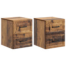 vidaXL Fali éjjeli szekrény fiókkal 2 pcs Antik Fa 34,5 x 33 x 40 cm