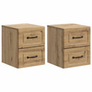 vidaXL Fali éjjeli szekrény 2 pcs Kézműves Tölgy 34,5 x 33 x 40 cm