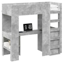 vidaXL Emeletes ágykeret íróasztallal Beton Szürke 75 x 190 cm Faanyag