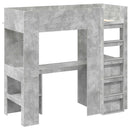 vidaXL Emeletes ágykeret íróasztallal Beton Szürke 75 x 190 cm Faanyag