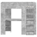 vidaXL Emeletes ágykeret íróasztallal Beton Szürke 75 x 190 cm Faanyag