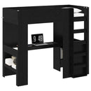 vidaXL Emeletes ágykeret íróasztallal Fekete tölgy 90 x 190 cm Faanyag