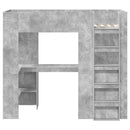 vidaXL Emeletes ágykeret íróasztallal Beton Szürke 80 x 200 cm Faanyag