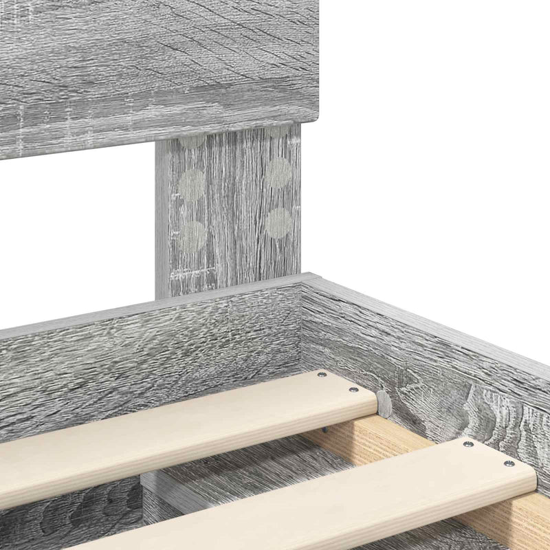 vidaXL Ágykeret fejtámlával Szürke Sonoma 200 x 200 cm Tömör fenyőfa