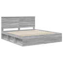 vidaXL Ágykeret fejtámlával Szürke Sonoma 200 x 200 cm Tömör fenyőfa