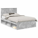 vidaXL Ágykeret fejtámlával Beton Szürke 135 x 190 cm Tömör fenyőfa