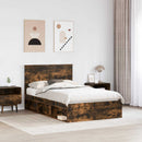 vidaXL Ágykeret fejtámlával Füstölt tölgy 135 x 190 cm Tömör fenyőfa