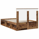 vidaXL Ágykeret fejtámlával fiókkal Öreg fa 135 x 190 cm Tömör fenyőfa
