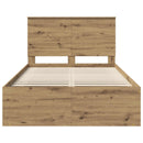 vidaXL Ágykeret fejtámlával Művészi tölgy 120 x 200 cm Tömör fenyőfa