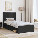 vidaXL Ágykeret fejtámlával Fekete 75 x 190 cm Tömör fenyőfa