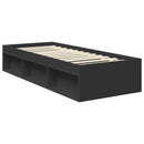 vidaXL Ágykeret fejtámlával Fekete 75 x 190 cm Tömör fenyőfa