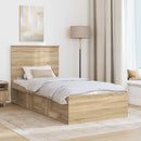vidaXL Ágykeret fejtámlával Sonoma tölgy 75 x 190 cm Tömör fenyőfa
