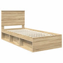 vidaXL Ágykeret fejtámlával Sonoma tölgy 75 x 190 cm Tömör fenyőfa