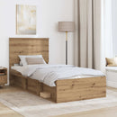 vidaXL Ágykeret fejtámlával Művészi tölgy 75 x 190 cm Tömör fenyőfa