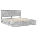 vidaXL Ágykeret fiókkal tárolóval Beton Szürke 200 x 200 cm Mérnöki Fa
