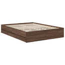 vidaXL Ágykeret fiókkal tárolóval Barna Tölgy 150 x 200 cm Mérnöki Fa