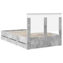 vidaXL Ágykeret fiókkal tárolóval Beton Szürke 135 x 190 cm Mérnöki Fa