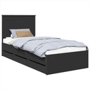 vidaXL Ágykeret fiókkal fejtámlával Fekete 75 x 190 cm Mérnöki Fa