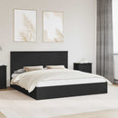 vidaXL Tárolós Ágy fejtámlával fiókkal Fekete 200 x 200 cm Faanyag