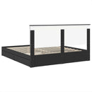 vidaXL Tárolós Ágy fejtámlával fiókkal Fekete 200 x 200 cm Faanyag