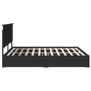 vidaXL Tárolós Ágy fejtámlával fiókkal Fekete 200 x 200 cm Faanyag