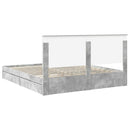 vidaXL Tárolós Ágy fejtámlával Beton Szürke 200 x 200 cm Faanyag