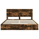 vidaXL Tárolós Ágy fejtámlával Füstölt tölgy 200 x 200 cm Faanyag