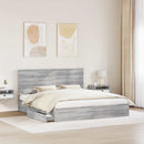 vidaXL Tárolós Ágy fejtámlával Szürke Sonoma 200 x 200 cm Faanyag