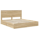 vidaXL Tárolós Ágy fejtámlával Sonoma tölgy 180 x 200 cm Faanyag