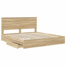 vidaXL Tárolós Ágy fejtámlával Sonoma tölgy 180 x 200 cm Faanyag