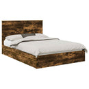vidaXL Tárolós Ágy fejtámlával Füstölt tölgy 160 x 200 cm Faanyag