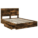 vidaXL Tárolós Ágy fejtámlával Füstölt tölgy 160 x 200 cm Faanyag
