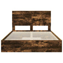 vidaXL Tárolós Ágy fejtámlával Füstölt tölgy 160 x 200 cm Faanyag