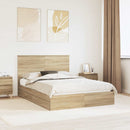 vidaXL Tárolós Ágy fejtámlával Sonoma tölgy 150 x 200 cm Faanyag