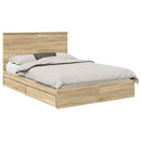 vidaXL Tárolós Ágy fejtámlával Sonoma tölgy 150 x 200 cm Faanyag