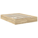 vidaXL Tárolós Ágy fejtámlával Sonoma tölgy 150 x 200 cm Faanyag