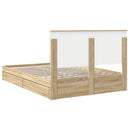 vidaXL Tárolós Ágy fejtámlával Sonoma tölgy 150 x 200 cm Faanyag