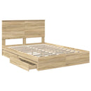 vidaXL Tárolós Ágy fejtámlával Sonoma tölgy 140 x 190 cm Faanyag