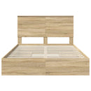 vidaXL Tárolós Ágy fejtámlával Sonoma tölgy 140 x 190 cm Faanyag