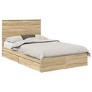 vidaXL Tárolós Ágy fejtámlával Sonoma tölgy 135 x 190 cm Faanyag