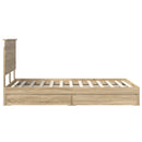 vidaXL Tárolós Ágy fejtámlával Sonoma tölgy 135 x 190 cm Faanyag