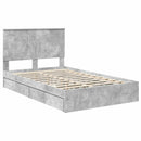 vidaXL Tárolós Ágy fejtámlával Beton Szürke 135 x 190 cm Faanyag