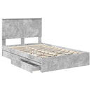 vidaXL Tárolós Ágy fejtámlával Beton Szürke 135 x 190 cm Faanyag