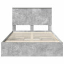 vidaXL Tárolós Ágy fejtámlával Beton Szürke 135 x 190 cm Faanyag