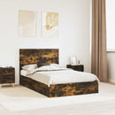 vidaXL Tárolós Ágy fejtámlával Füstölt tölgy 135 x 190 cm Faanyag