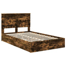 vidaXL Tárolós Ágy fejtámlával Füstölt tölgy 135 x 190 cm Faanyag